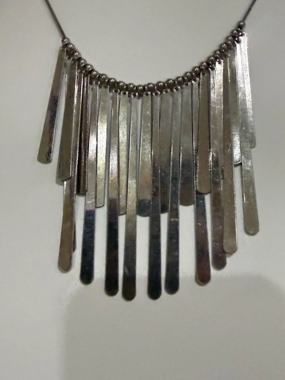 Express Silver Tone Fringe Statement Necklace